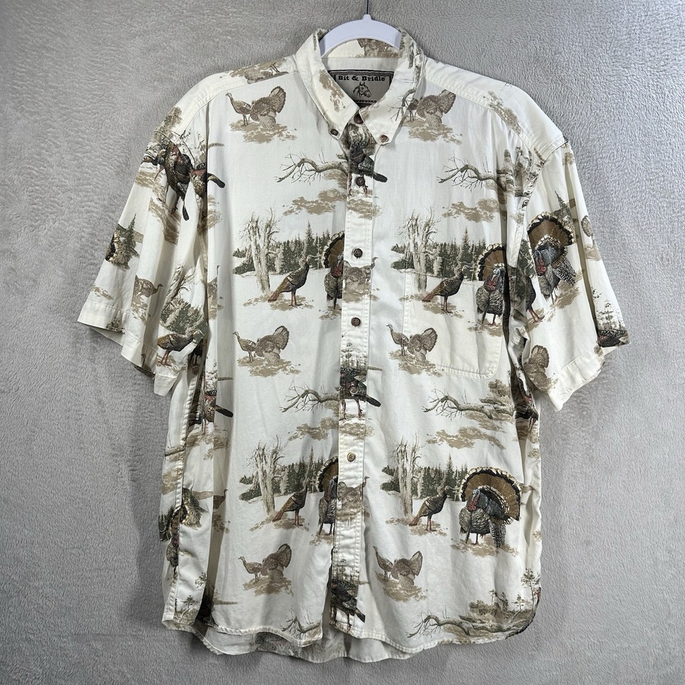Bit & Bridle Western Turkey Button Down Shirt Size M Barn Farm Country‎ Bird